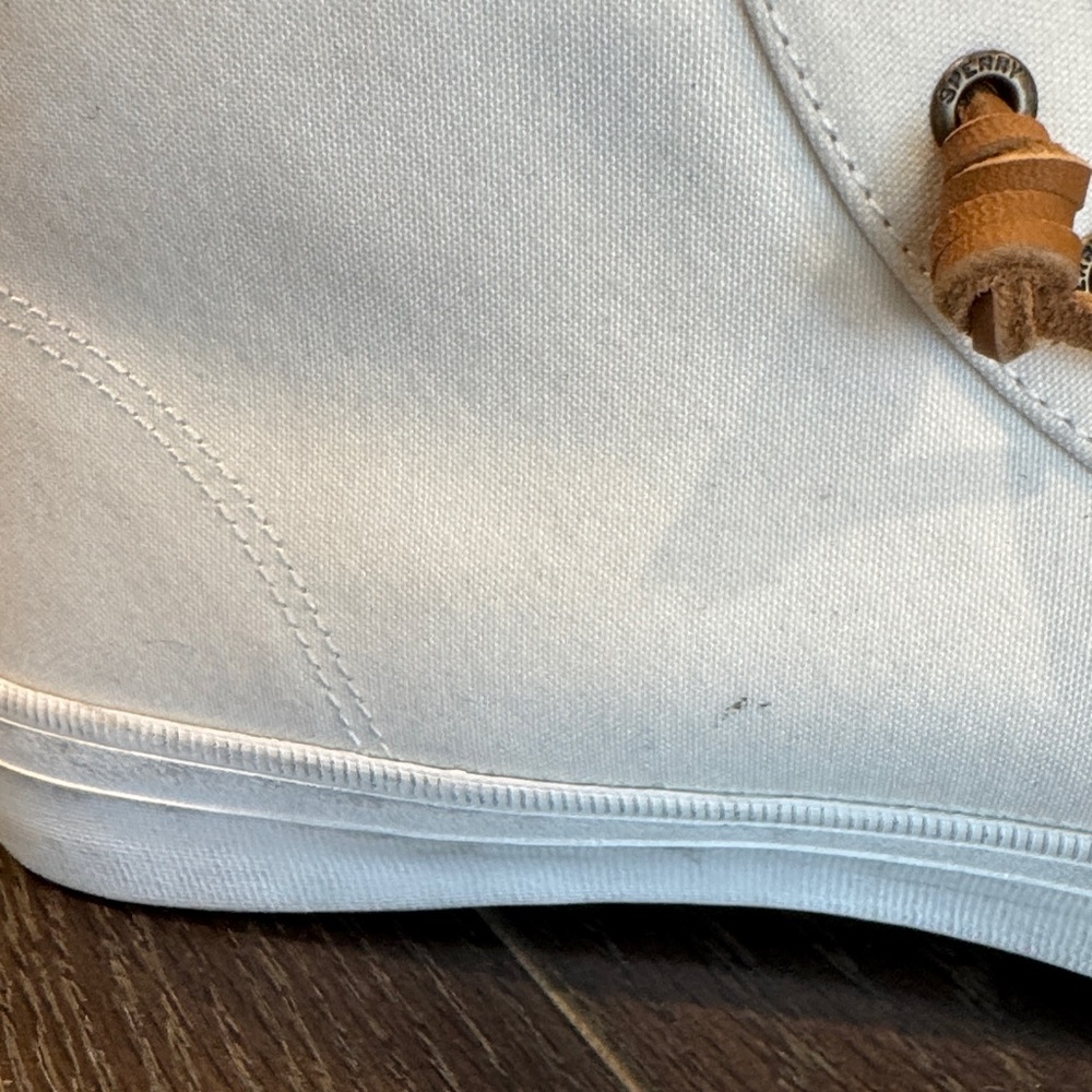 Women’s Sperry Cream High-Top Canvas Sneakers with Tan Laces size 9 - Picture 8 of 9